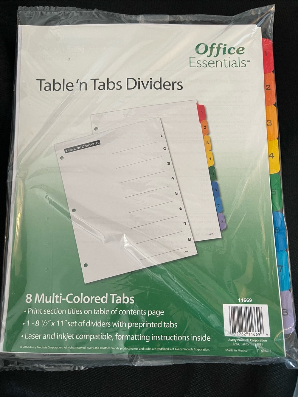 Office Essentials Table 'n Tabs Dividers - Multi-Colored Tabs 3 sets